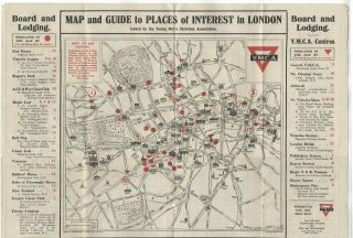Wwi Ymca " To Men Of The Imperial Forces " Map Of London / Guide; Circa 1918.  Aef