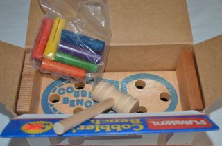 Vtg Wooden Playskool Pounding Bench Cobbler ' s Bench Workbench 1985 2