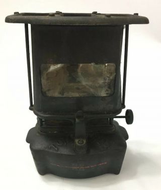 Antique Cast Iron Tom Thumb Lamp - Stove Kerosene Low Heat Lamp - Circa Late 1800s