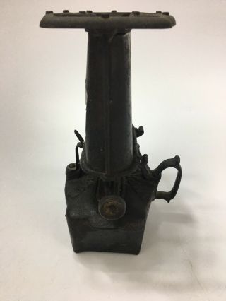 Antique Cast Iron Tom Thumb Lamp - Stove Kerosene Low Heat Lamp - Circa Late 1800s 5