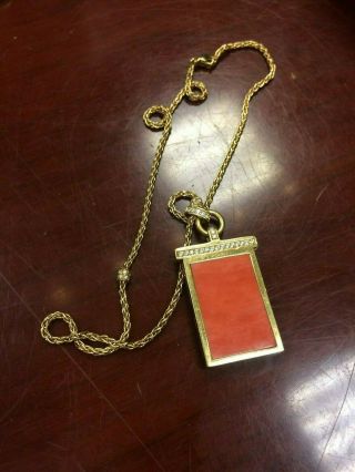 18k Yellow Gold Coral And Diamond Necklace Pendant 36,  Grams