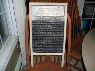 Antique National Soap Saver Washboard Tin Surface Laundry Room Washing Vintage