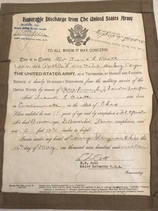 Ww 1 Discharge Paper With The Cover