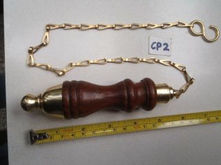A Vintage Wood/brass Toilet/cistern Chain/curtain/light/blind Bell Pull (cp 2)