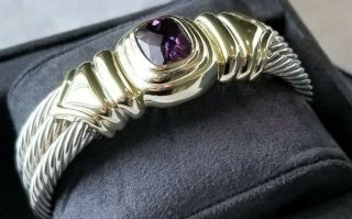 David Yurman Rare Amethyst 14k Gold Triple Cable Bracelet - $3995