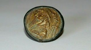 Huge Antique Bronze Roman Coin In Antique Georgian Ring.