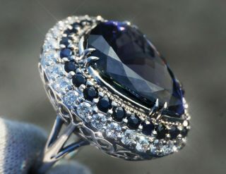 Gia Tanzanite Sapphires Diamonds Ring White Gold 14k Certified Unheated 12.  34ct