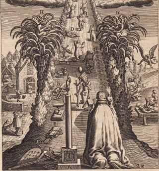 Ancient Latin Way to Heaven Book print Via Vitae 1620 Jesus Bolswert Angel Devil 5