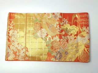 Japanese Antique Vintage Brocade Silk Fukuro Obi Sash Belt Kimono Textile Chacha