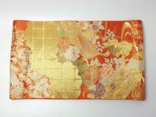 Japanese antique vintage brocade silk Fukuro Obi sash belt Kimono textile chacha 2