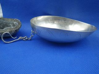 Mexico Early 1800s Spanish Colonial Engraved Solid Coin Silver Wine Taster Bowl