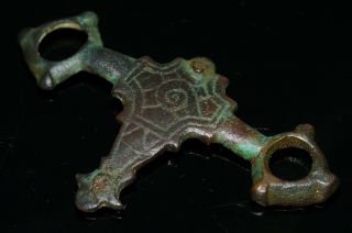 Viking Bronze Horse Bridle Bit / Cheek Piece / Strap Junction.  Ex Rare