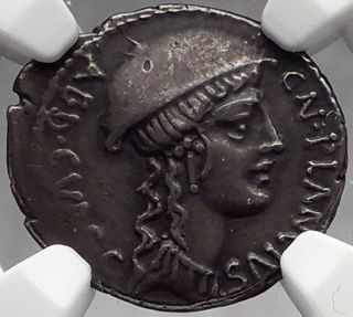 Rome,  Plancius 55bc Diana / Cretan Goat On Ancient Silver Coin Ngc Certified Xf