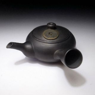 UC3: Vintage Japanese Pottery Sencha Tea Pot,  Banko ware,  Japanese Ancient Coin 3