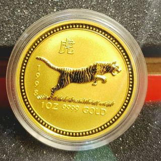 Special 1998 Year Of The Tiger Lunar Gold Coin Australia 1 Oz 9999 Rare