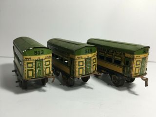 Antique Gilbert Toys 1950 ' s American Flyer Liners Tin Plate 3 Car Set No Reserv 5