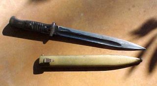 Vintage German Ww2 Wkc 15 " Mauser 98 Combat Bayonet Knife & Metal Scabbard