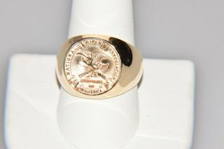 10k Yellow Gold Vintage National Rifle Association Nra Ring Size 10