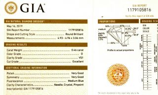 Gia Loose Certified.  46ct Vs1 D Round Brilliant Diamond Natural Vintage Antique