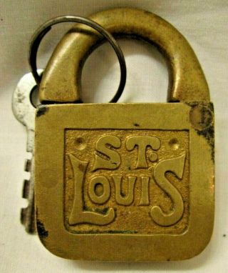Old Brass St.  Louis Padlock With Key