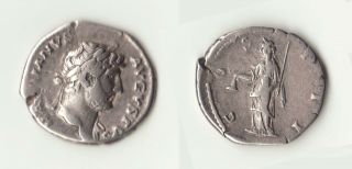 Ancient Roman Silver Denarius - Hadrian; Details 117 - 138 A.  D.  - Scarce