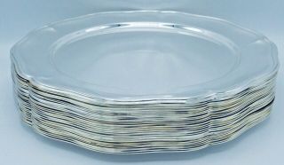 Sheridan Silver - Plated Scalloped Edge Charger Plates x 24 w Anti - Tarnish Sleeves 9