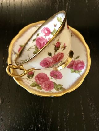 VINTAGE 1950 FOLEY ' CENTURY ROSE ' BONE CHINA TEA CUP & SAUCER SIGNED PAUL GRANET 5