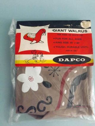 Vintage 1950s Dapco Inflatable Vinyl Pool Toy Giant Walrus Mip