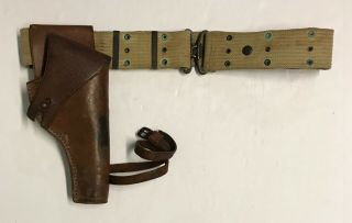 Wwi M1912 Pistol Belt With.  45 Revolver Leather Holster