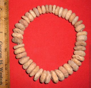 Short Strand Of Big Sahara Neolithic Stone Beads,  Prehistoric African Artifacts