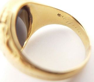 Antique Unisex Men Signet Intaglio Latin Scottish Ring Solid 18K Gold Oynx 9.  75 4