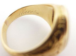 Antique Unisex Men Signet Intaglio Latin Scottish Ring Solid 18K Gold Oynx 9.  75 5