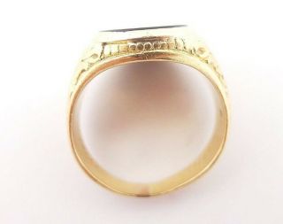 Antique Unisex Men Signet Intaglio Latin Scottish Ring Solid 18K Gold Oynx 9.  75 6