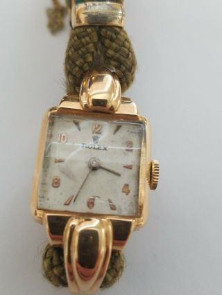 Ladies Vintage 18k Yellow Gold Rolex Watch w/ Green Rope Bracelet & appraisal 2