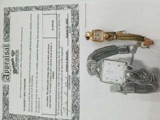 Ladies Vintage 18k Yellow Gold Rolex Watch w/ Green Rope Bracelet & appraisal 7