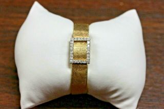 Vintage Moviga 17 Jewel 14k Yellow Gold And Diamond Hidden Bracelet Watch