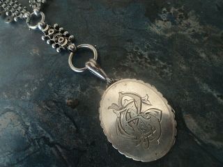 Victorian Sterling Silver Pendant,  Box Chain Collar c.  1880 Star / Moon 12