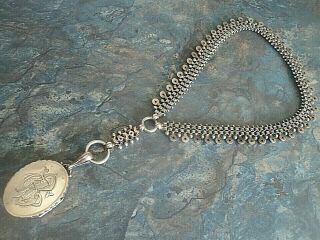 Victorian Sterling Silver Pendant,  Box Chain Collar c.  1880 Star / Moon 6