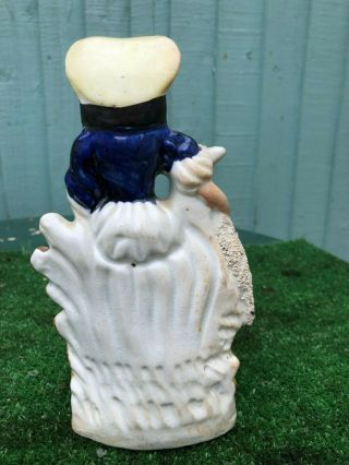 MID 19thC STAFFORDSHIRE SEATED FEMALE FIGURE WITH A SHEEP TO SIDE c1860s 7