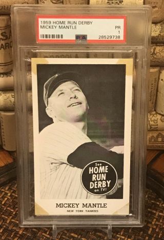1959 Home Run Derby Mickey Mantle Psa 1 Population 4 • Rare