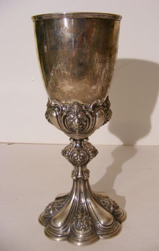 Antique 1871 German Shooting Society.  800 Silver William Tell Trophy Cup