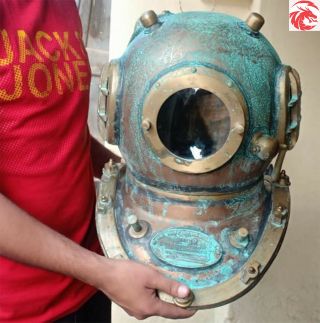 Scuba Helmet Copper Antique Rare Rusted Divers Diving Helmet Navy Mark 5 Bolt