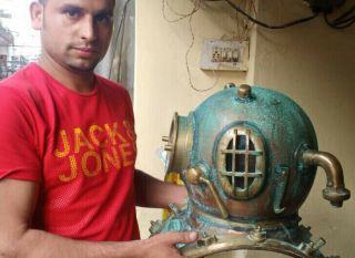 Scuba Helmet Copper Antique Rare Rusted Divers Diving Helmet Navy Mark 5 Bolt 2