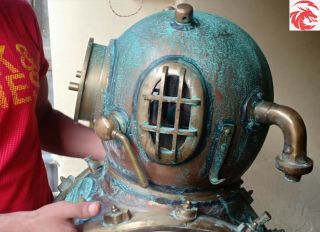 Scuba Helmet Copper Antique Rare Rusted Divers Diving Helmet Navy Mark 5 Bolt 3