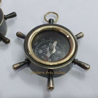 Antique Brass Mini Wheel Compass Collectible Decorative Gift