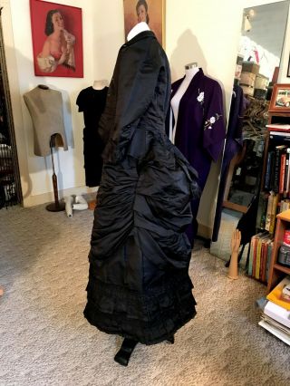 Antique Victorian Gothic Midnight Black 3 Pc Ball Gown/mourning Gown C 1881