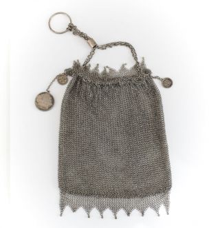 Solid Silver Draw Chain Chainmail Purse W/ Makers Mark Cumshing,  C1916