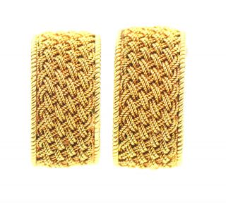 Vintage Tiffany & Co Infinite Weave Earrings 18k Yellow Gold Designer Signed