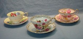 3 English Teacups & Saucers - Paragon,  Royal Sutherland,  E.  B.  Foley 2