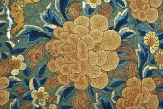 19c Chinese Silk Embroidery Forbidden Stitch Gold Threads Flower Panel Tapestry